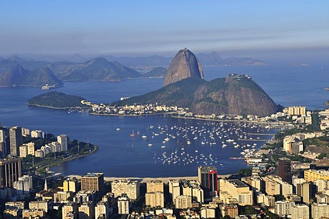 Sugarloaf Mountain and Botafogo Bay, Rio de Janeiro, Brazil, South America