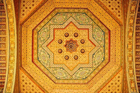 Coffering on the ceiling of the Bahia Palace, Marrakesh, Morocco, Africa