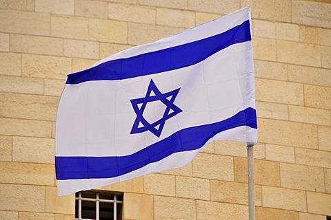 Israeli flag with the Star of David, Jerusalem, Israel, Middle East, the Orient