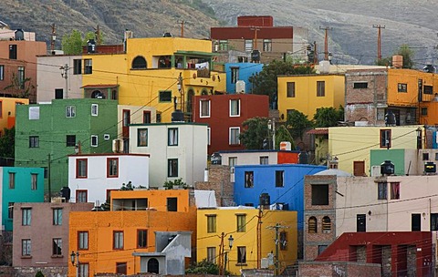 View over the historic town of Guanajuato, UNESCO World Heritage Site, Province of Guanajuato, Mexico