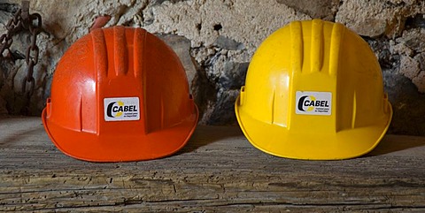 Miner helmets, former mine of Bocamina San Ramon, historic town of Guanajuato, UNESCO World Heritage Site, Province of Guanajuato, Mexico