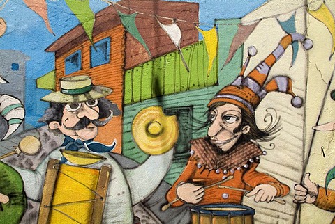 Caminito, wall painting, La Boca, Buenos Aires, Argentina