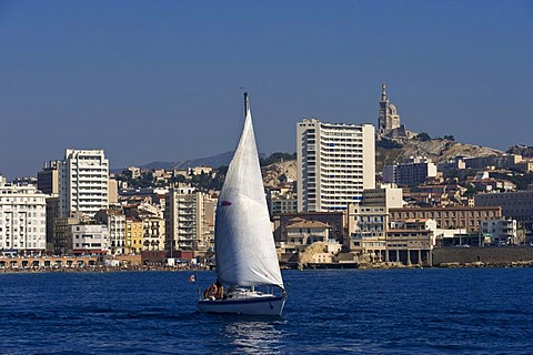 Sailboat, port, Marseille, Provence Cote d'Azur, France, Europe