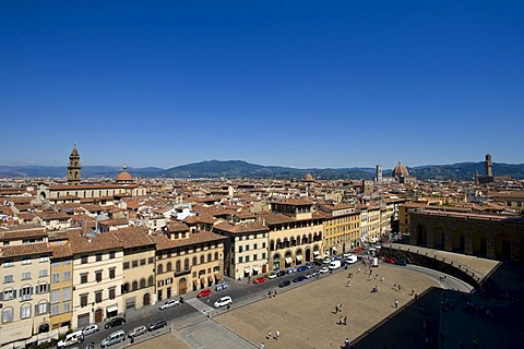 View from Palazzo Pitti of Piazza Pitti, Florence, Firenze, Tuscany, Italy, Europe