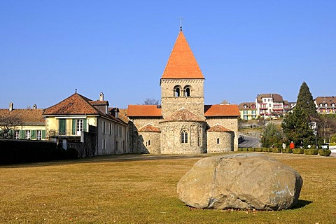 Romanesque church, Saint- Sulpice, Vaud, Switzerland, Europe