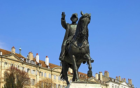 Mounted statue of Guillaume-Henri Dufour, Geneva, Switzerland, Europe