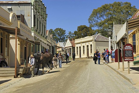 Tourists in the gold-mining town of Ballarat, museum town, Victoria, Australia