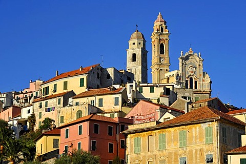 Cervo with the parish church of San Giovanni Battista, Riviera dei Fiori, Liguria, Italy, Europe