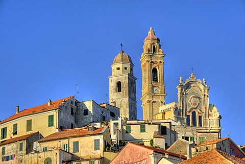 Cervo with the parish church of San Giovanni Battista, Riviera dei Fiori, Liguria, Italy, Europe