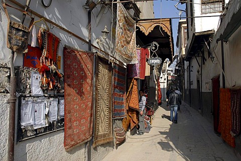 Carpet shop in the historic city centre of Damascus, Syria, Middle East, Asia