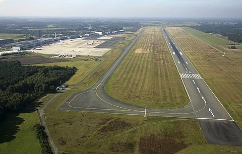 Runway of Muenster-Osnabrueck Airport, North Rhine-Westphalia, Germany, Europe