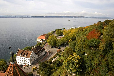 View of the Wilder Mann Hotel, Meersburg, Lake Constance, Baden-Wuerttemberg, Germany