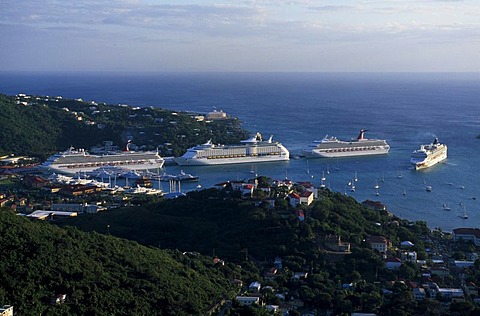 Cruise ships at Charlotte Amalie, St. Thomas Island, United States Virgin Islands, Caribbean