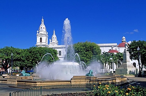 Cathedral, Plaza de las Delicias Square, Ponce, Puerto Rico, Caribbean