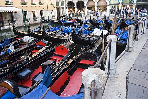 Parked Venetian gondolas