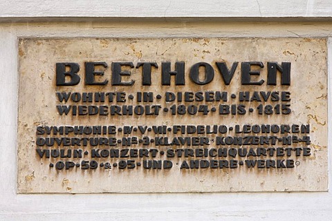 Sign on the Pasqualati-House, Beethoven House, Vienna, Austria, Europe