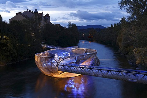 Murinsel, Mur Island on Mur River, Graz, Styria, Austria, Europe