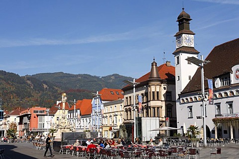 Main Square with Town Hall, Leoben, Styria, Austria, Europe