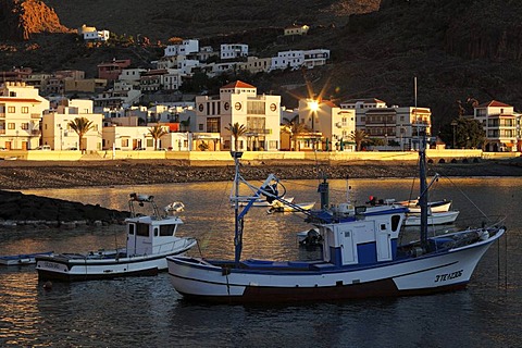 In the fishing port in the morning, Playa de Santiago, La Gomera, Canaries, Canary Islands, Spain, Europe