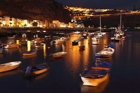 In the fishing port of Playa de Santiago in the evening, La Gomera, Canaries, Canary Islands, Spain, Europe