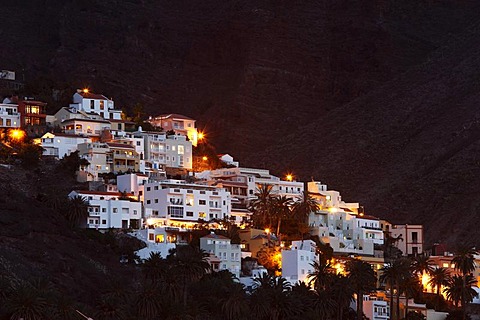 La Calera in the evening, Valle Gran Rey, La Gomera, Canaries, Canary Islands, Spain, Europe