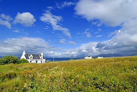 Houses on Broadford Bay, Isle of Skye, Scotland, Great Britain, Europe