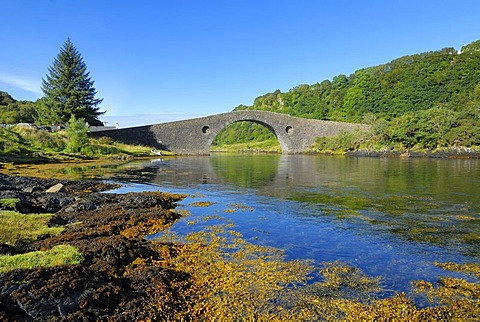 Historic connecting bridge to the Isle of Seil, Isle of Skye, Scotland, Great Britain, Europe