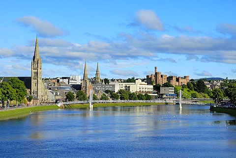 View of the historic city centre of Inverness, Scotland, Great Britain, Europe