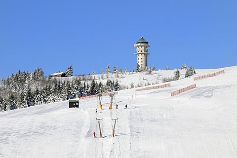 Ski lift and ski slope on Feldberg in the Black Forest, Baden-Wuerttemberg, Germany, Europe