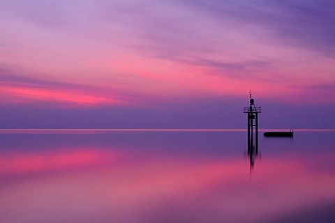 The lighthouse of Constance before sunrise, County of Constance, Baden-Wuerttemberg, Germany, Europe