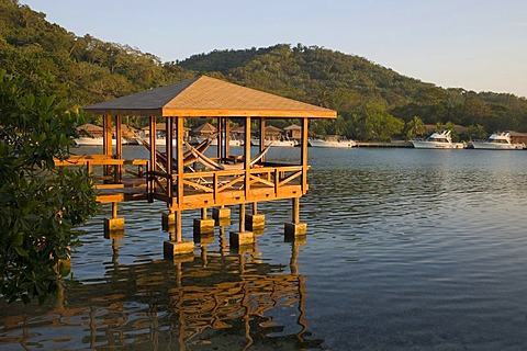 Hut on water, Hotel Anthony's Key Resort, Roatan, Honduras, Central America