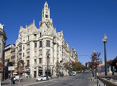 Historic bank building in Parca da Liberdade, Porto, UNESCO World Heritage Site, Portugal, Europe