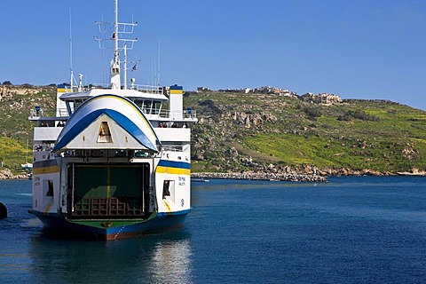 Ferry from Malta docking in the Mgarr port of Gozo, Mgarr, Gozo, Malta, Europe