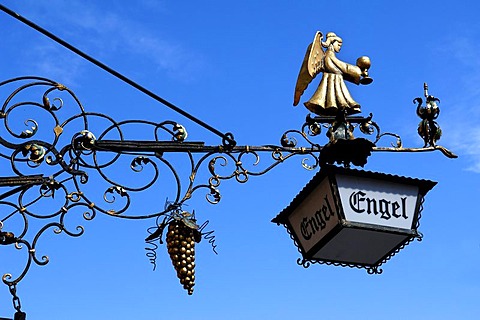 Inn sign Engel, Ribeauville, Alsace, France, Europe