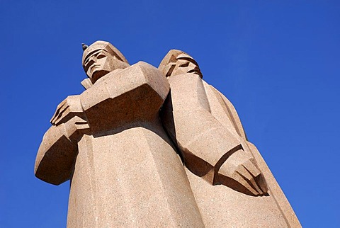 Monument in honour of the Latvian Riflemen at the Strelnieku laukums square in the historic town centre, Vecriga, Riga, Latvia, Baltic states, Northeastern Europe