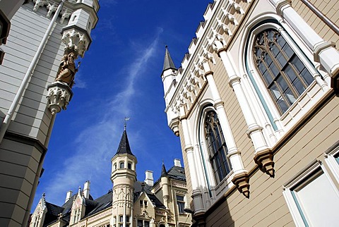 Small guild, great guild, Maza gilde, Liela gilde, buildings in a Gothic Revivalist style in Amatu iela street in the historic town centre, Vecriga, Riga, Latvia, Baltic states, Northeastern Europe