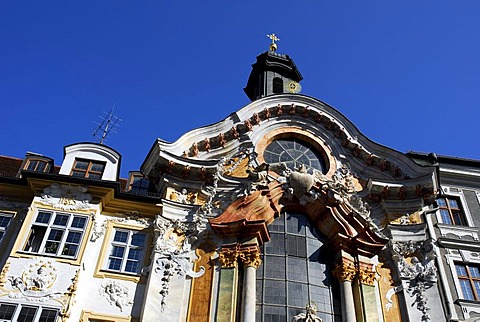 Rococo facade of the Asamkirche Church, St John of Nepomuk, detail, Sendlinger street, Munich, Upper Bavaria, Germany, Europe