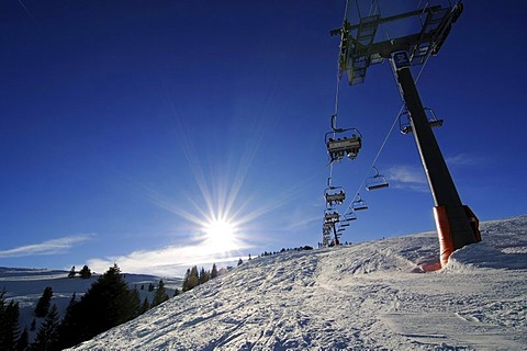 Kitzlahner-Bahn ski lift, Sudelfeld ski area, Bayrische Alpen or Bavarian Alps, Bavaria, Germany, Europe