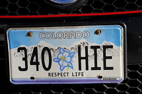 Colorado-license plate, Telluride, Colorado, USA