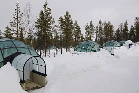 Glass igloo, Icehotel Kakslauttanen, Ivalo, Lapland, Finland, Europe