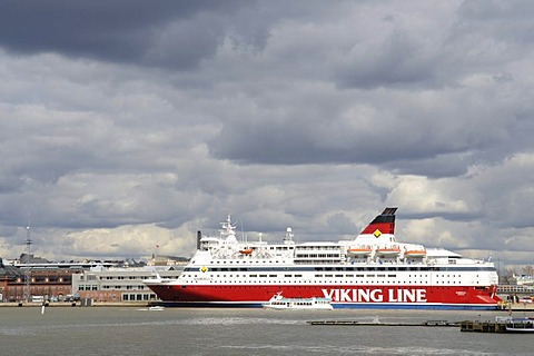 Ferry-boat of the Viking Line docked in Helsinki port, Helsinki, Finland, Europe