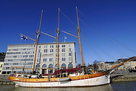 Sailing ship in the port of Helsinki, Finland, Europe