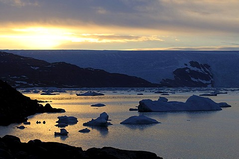 Icebergs in the Johan-Petersen-Fjord, East Greenland, Greenland