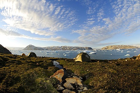 Tent, camping in the Johan-Petersen Fiord, East Greenland