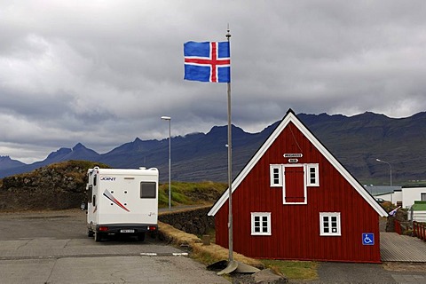 Tourist information of Djupivogur, flag of Iceland, Iceland, Europe