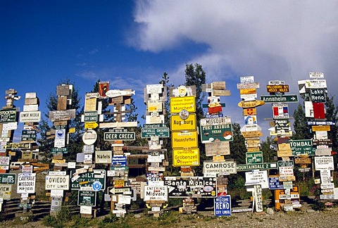 Sign post forest at Watson Lake, British Columbia, Canada, North America