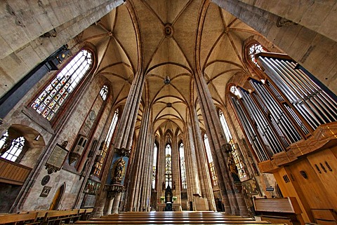 Nave of Sebaldus Church, St. Sebald, historic city centre, Nuremberg, Middle Franconia, Bavaria, Germany, Europe