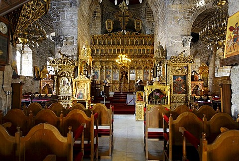 Interior of the Lazarus Church, altar, chairs, Larnaca, Cyprus, Asia