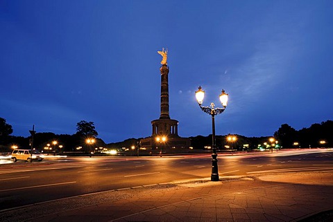 Victory Column, Siegessaeule, night shot, Berlin, Germany, Europe