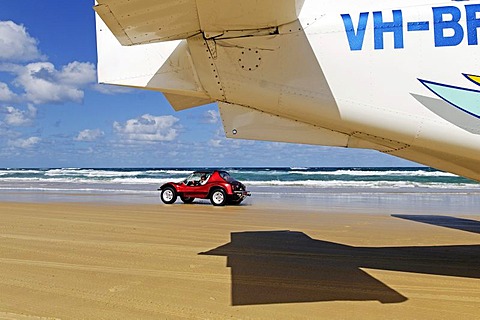 Plane on the 75-Mile Beach, Fraser Island, Queensland, Australia